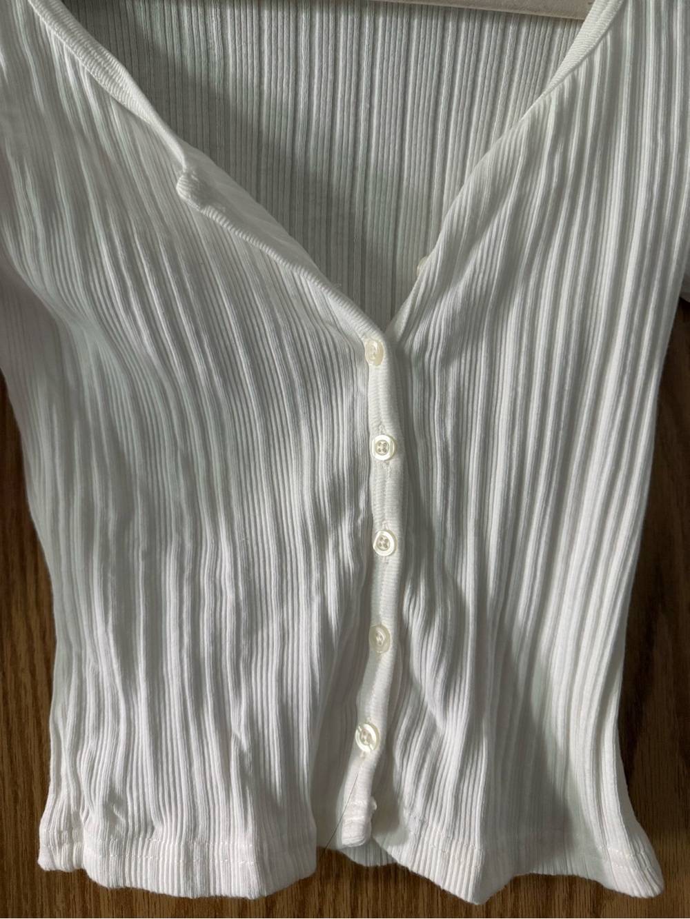 Brandy Melville White Ribbed V-Neck Button-Front Camisole